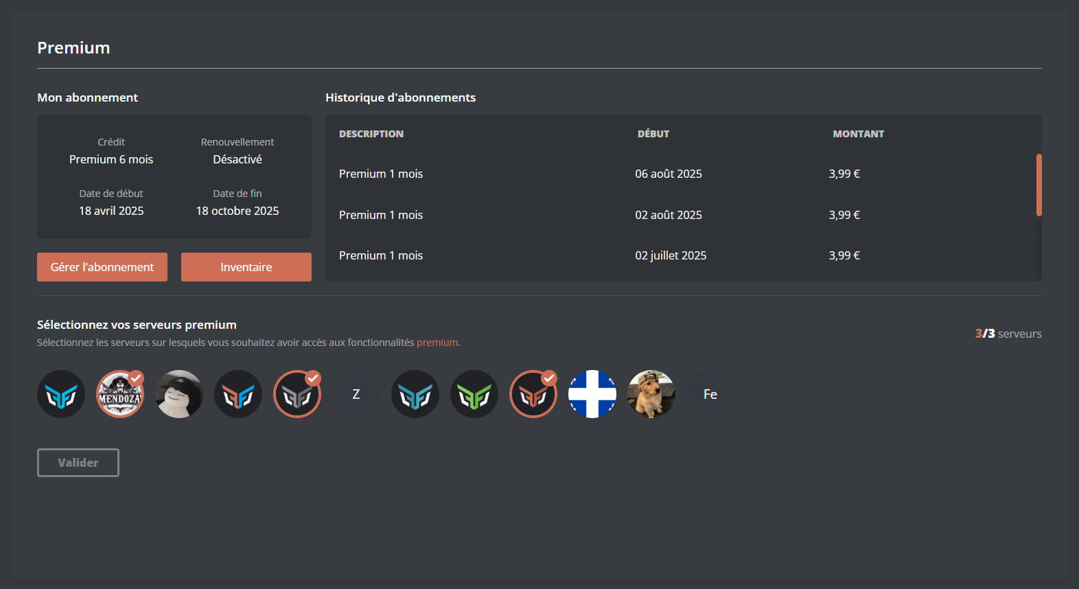 Overview of the panel interface